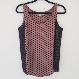 Ann Taylor Loft Sleeveless Polka Dot Brown/Black Top Size Medium